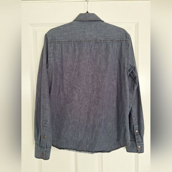 Armani Exchange Navy Denim Long Sleeve Casual Shirt Size Small - Picture 4 of 6